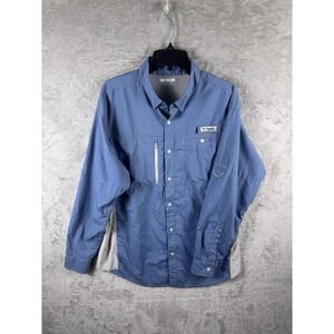 Columbia PFG Shirt Mens Medium Blue Long Sleeve Omni-Shade Fishing Vented